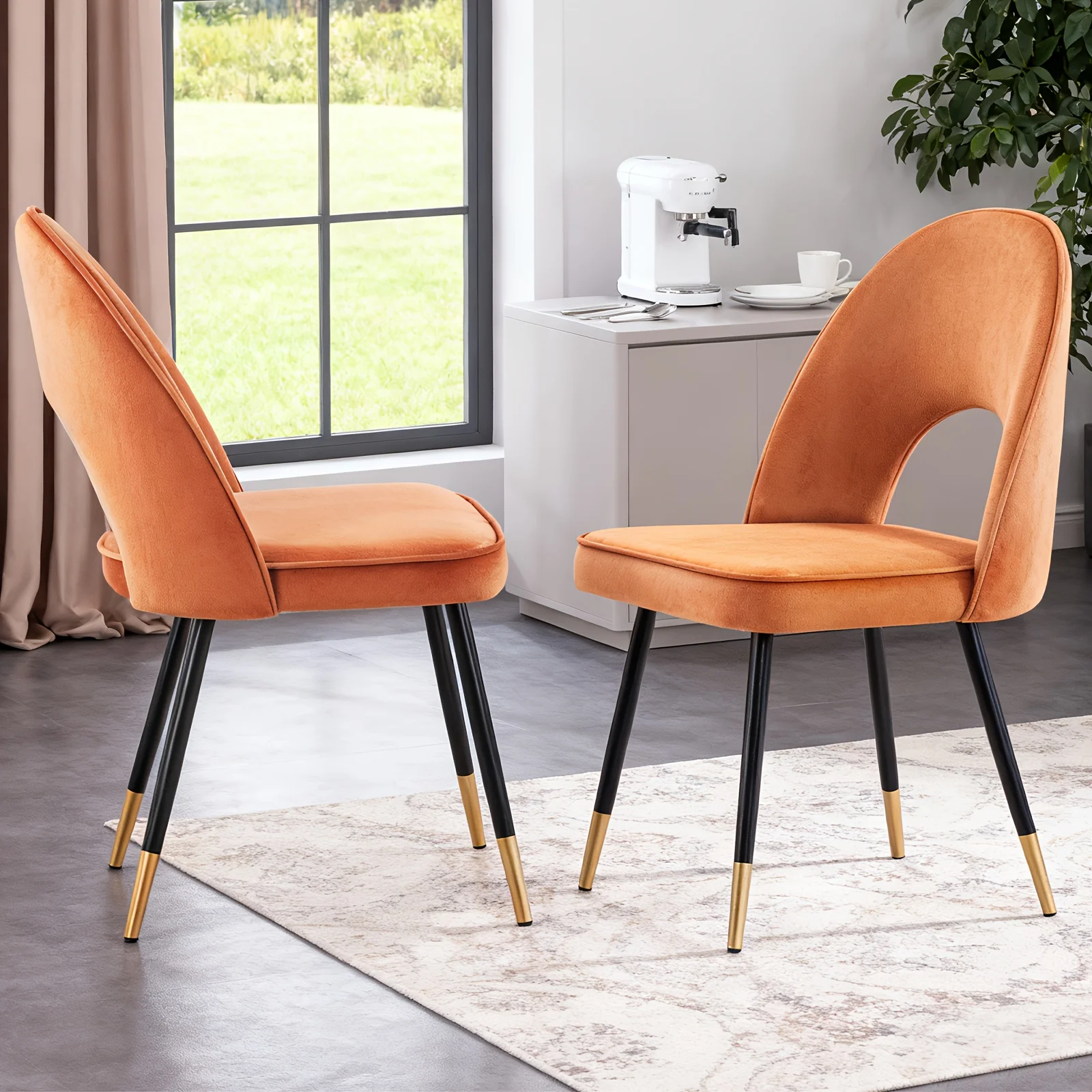 2/4pcs Velvet Dining Chairs Side Chairs Kitchen Corner Chairs with Metal Legs, Modern Leisure Chairs for Dining Room/Living Roo