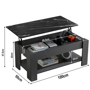 Coffee Tables for Living Room, Coffee Table With Storage, Wooden Coffee Table With 1 Shelf Large Hidden Storage Modern Recta