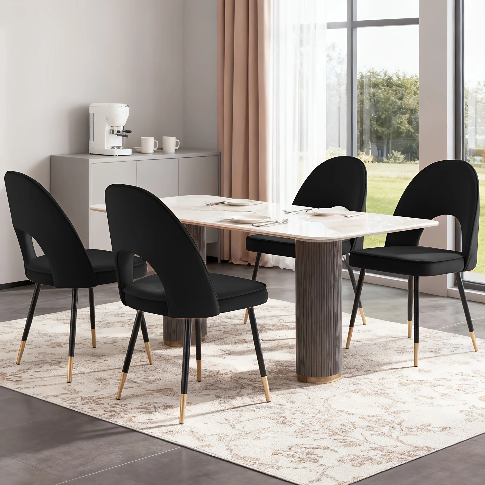 2/4pcs Velvet Dining Chairs Side Chairs Kitchen Corner Chairs with Metal Legs, Modern Leisure Chairs for Dining Room/Living Roo - Image 2