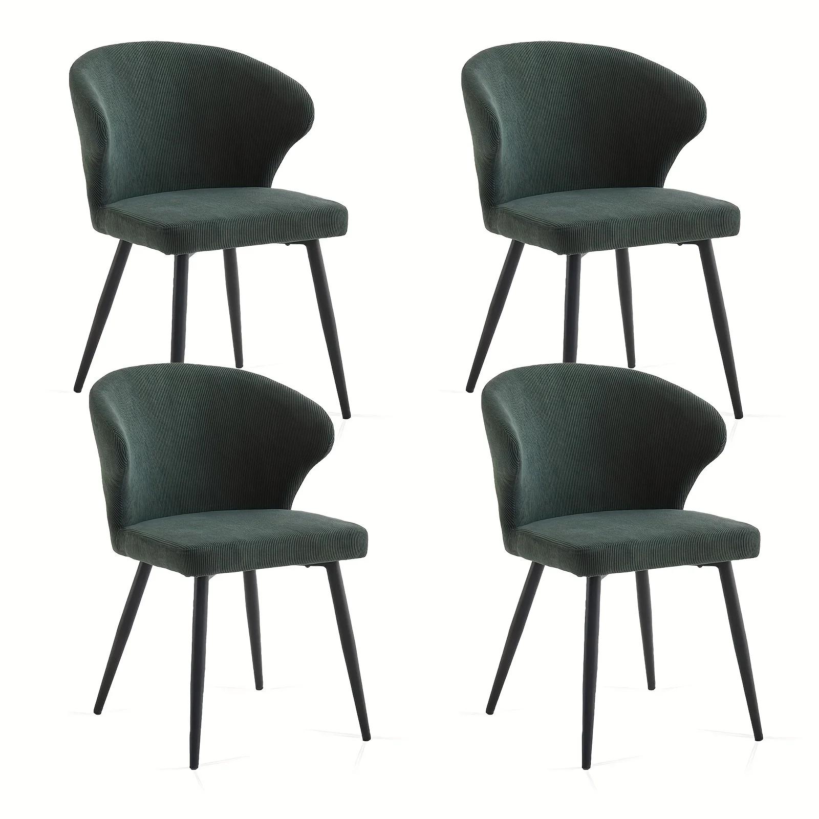 Set of 2 or 4 Corduroy Upholstered Dining Chairs - Modern Padded Seats with Black Metal Legs, Scandinavian Rustic Chairs Suitabl - Image 5