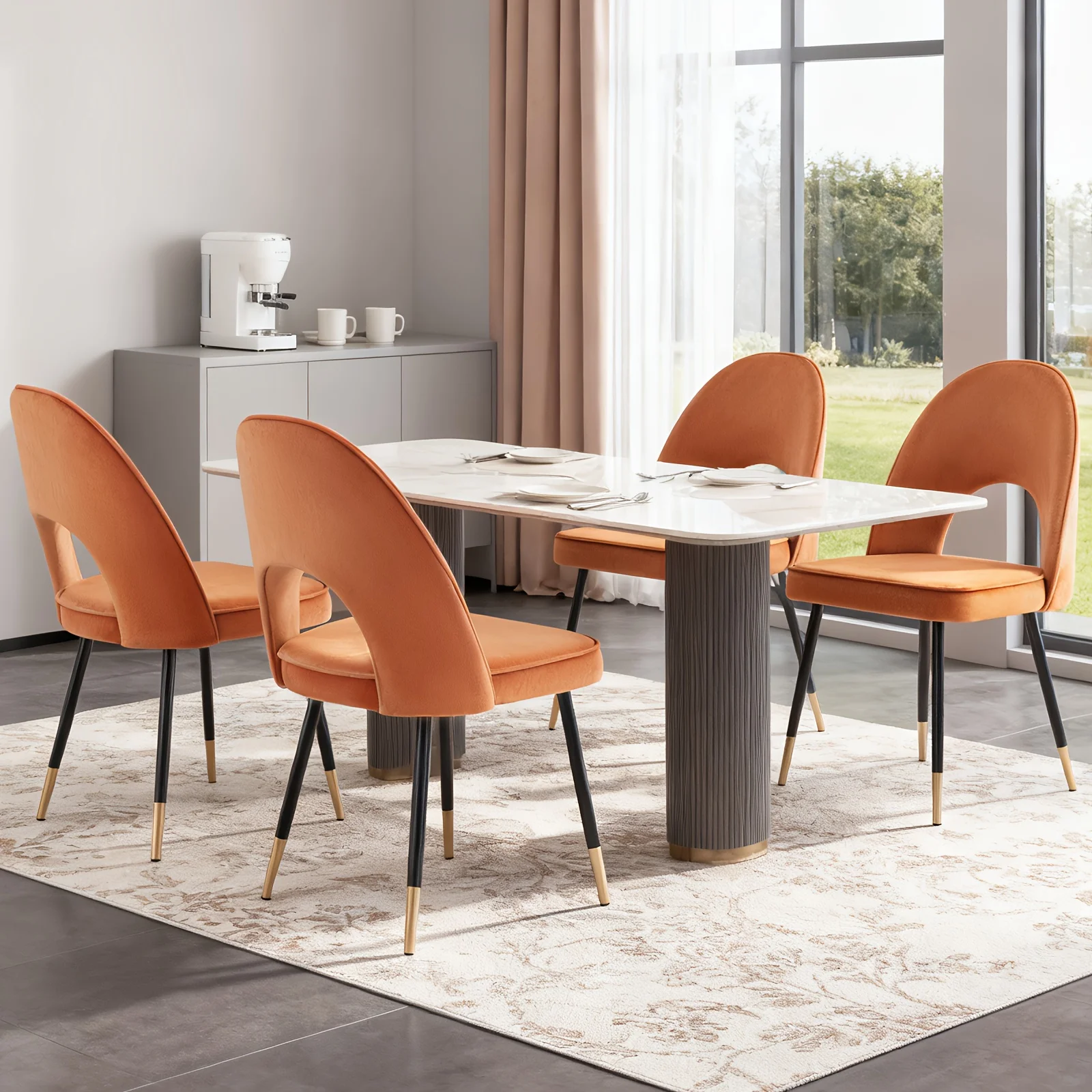 2/4pcs Velvet Dining Chairs Side Chairs Kitchen Corner Chairs with Metal Legs, Modern Leisure Chairs for Dining Room/Living Roo - Image 6