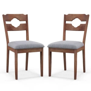 GOFLAME Set of 2 Dining Chairs Armless Upholstered Rustic Kitchen Side Chair