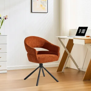 Single Swivel Dining Chair, Fabric Accent Armchair with 360° Base Upholstered Occasional Chair