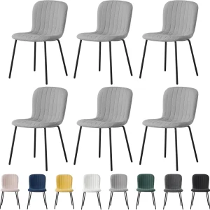 Mcc Direct 2/4/6Pcs Soft Fabric Dining Chairs with Upholstered Seat and Metal Legs for Dining Room Living Room and Kitchen-BELLA