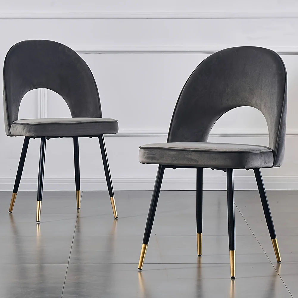 2/4pcs Velvet Dining Chairs Side Chairs Kitchen Corner Chairs with Metal Legs, Modern Leisure Chairs for Dining Room/Living Roo - Image 5