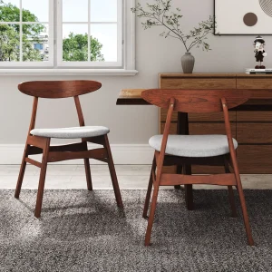 Voltsify Set of 2 Dining Chairs with Walnut Wooden Legs