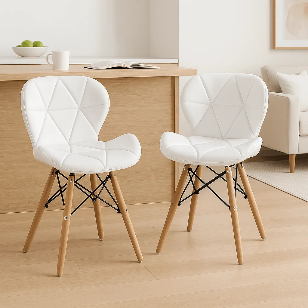 MOF Set of 2 Modern Upholstered Dining Chair - Mid-Century Accent Chair with Padded Seat, Wood Legs & Metal Frame, Ergonomic - Image 4
