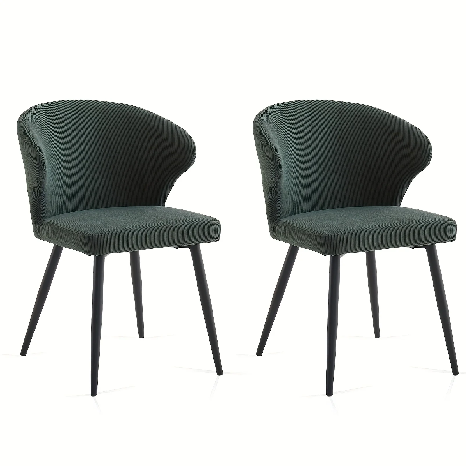 Set of 2 or 4 Corduroy Upholstered Dining Chairs - Modern Padded Seats with Black Metal Legs, Scandinavian Rustic Chairs Suitabl - Image 3