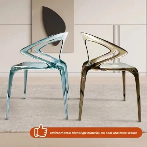 Modern Designer Ava Acrylic Dining Chair, Transparent Crystal Armchair, Lightweight Ergonomic Chair for Dining Room,Cafe