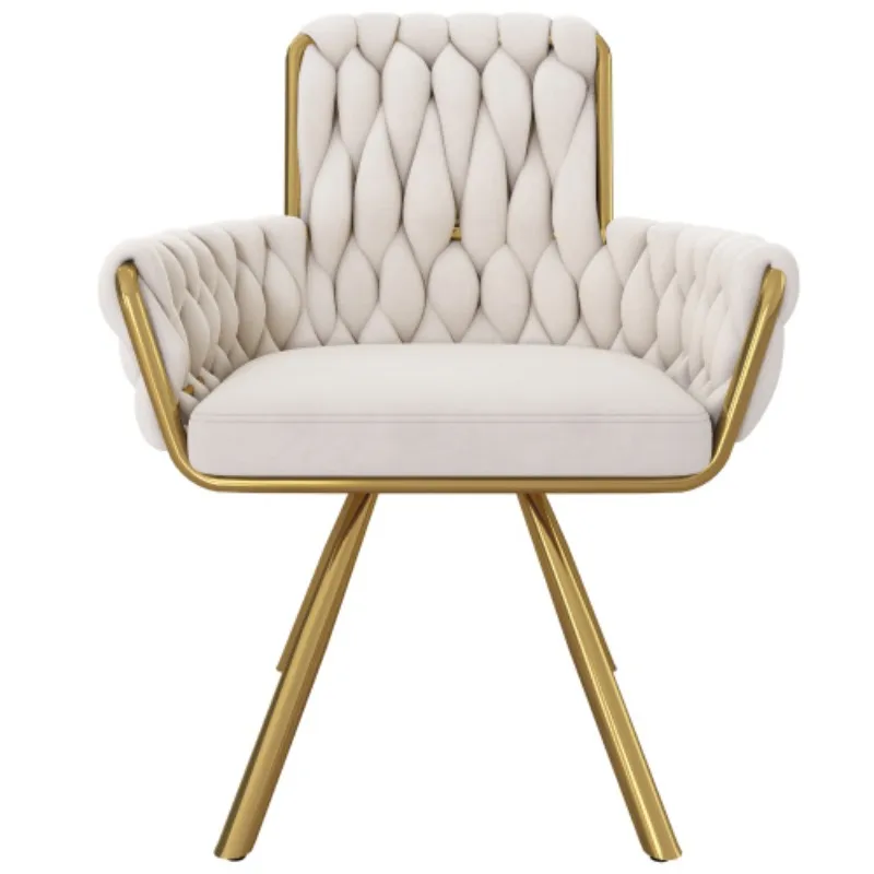 Set of 2/4/6,velvet dining chair,Armchair,single luxurious Leisure swivel chair with four metal support legs,beige - Image 6