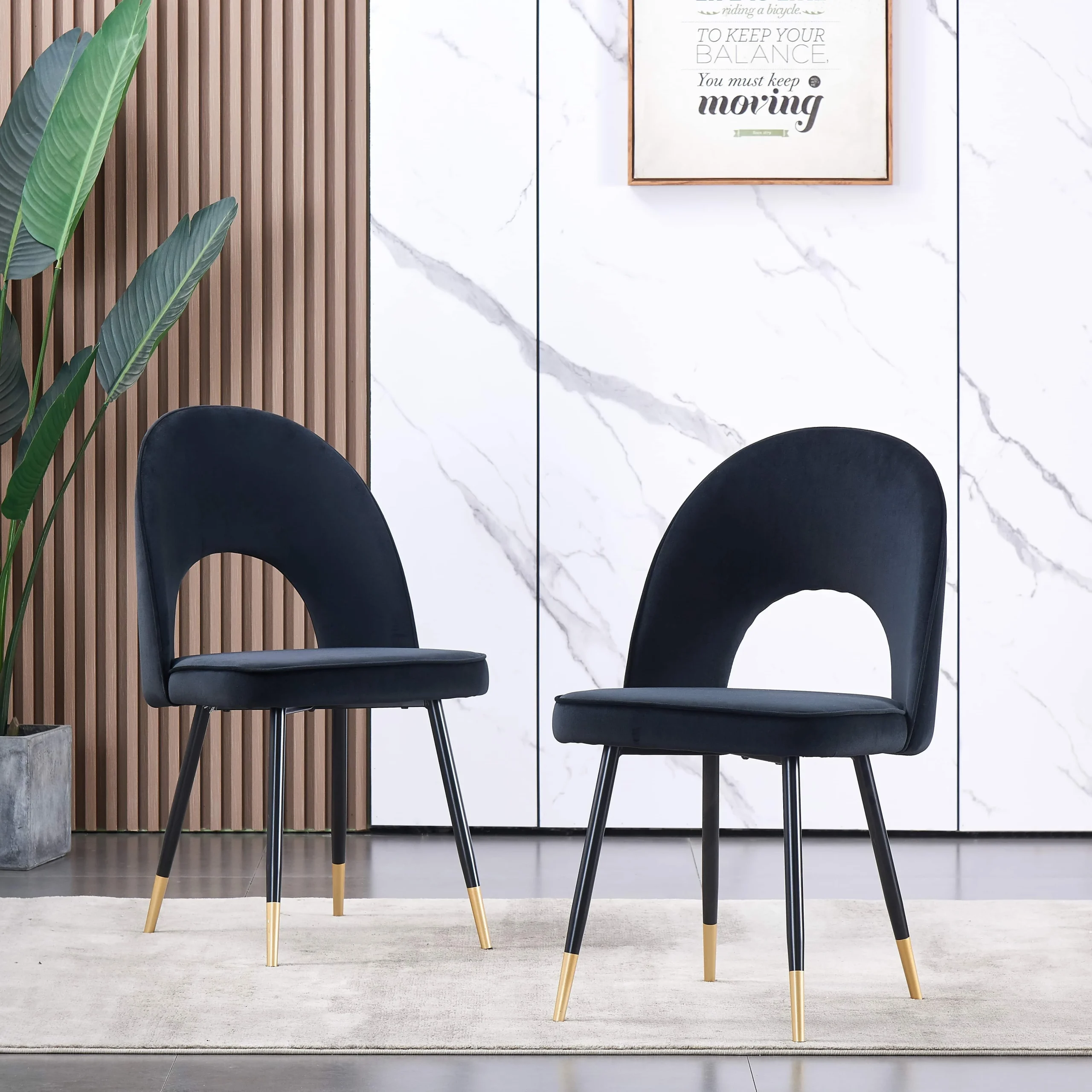 2/4pcs Velvet Dining Chairs Side Chairs Kitchen Corner Chairs with Metal Legs, Modern Leisure Chairs for Dining Room/Living Roo - Image 3