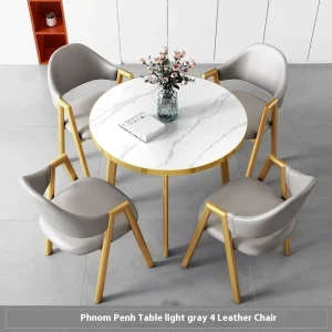 Minimalist Modern Home Dining Table Chair Set Metal Material for Office Leisure Home Living Room for Milk Tea Coffee Shop Rental