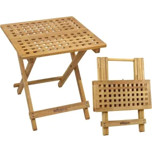 50cm Square Wooden Garden Coffee Table, Treated Walnut Wood
