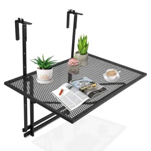 Folding Hanging Table with 5 Adjustable Heights, Outdoor Indoor Space Saving Computer Workstation Coffee Side Tables, Garden Pa